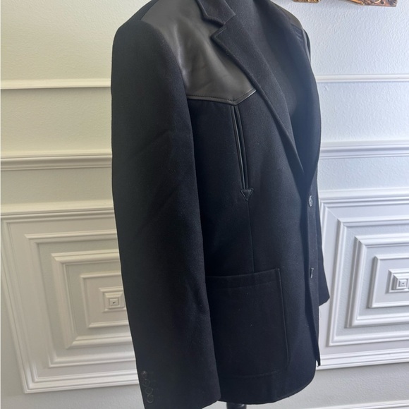 Black Blazer with Lamb Leather Accents - Picture 4 of 17